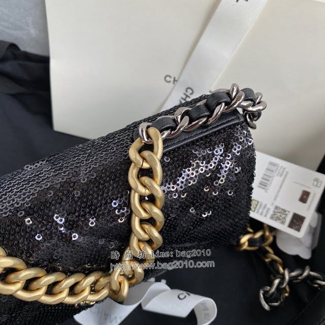 Chanel女包 香奈兒高版本20專櫃最新款小羊皮配珠片Woc包 Chanel高版本19系列小挎包  djc4061